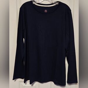 Isaac Mizrahi Navy Long Sleeve Women's Top